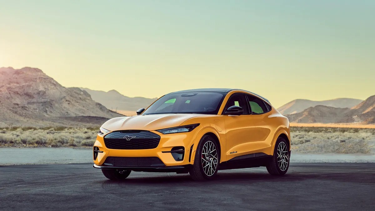 Ford Mustang Mach-E, Tesla Model Y, and Hyundai Ioniq 5 electric SUVs compared side by side