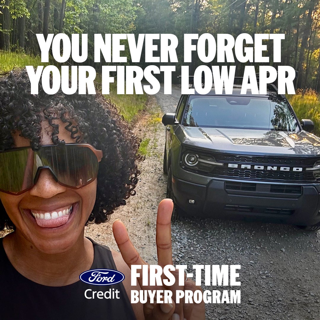 Ford Credit First-Time Buyer Program customer with a Ford Bronco Sport
